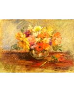 Daniela Penco, Vaso di fiori, olio su cartone telato, 18x13 cm 