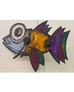 Yux, Fish, mixed tecniques on aluminium, 26 cm