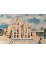 Natale Addamiano, Piazza Duomo, Litografia, 32.5x50 cm