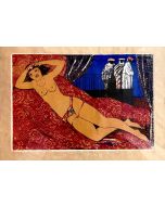 Salvatore Fiume, Odalisque, screen printing on paper scroll  , 70x50 cm