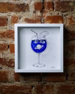 Loris Dogana, Space glass, grafica in vitro, 27x27x6 cm (con cornice)