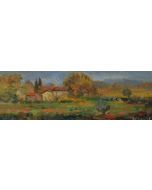 Antonio Sbrana, Tuscan landscape, oil on wood, 60x19,5 cm 