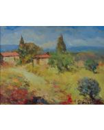 Antonio Sbrana, Giornata silenziosa di luce in Maremma, olio su tavola, 41x30,5 cm