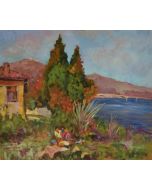 Antonio Sbrana, Merenda nel Golfo, olio su tavola, 70x60 cm