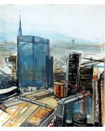 Alessandro Russo, Milano Nuovi Profili 2014, acrilico su cartone, 60x70 cm