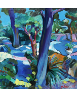 Claudio Malacarne, Giardino azzurro, olio su tela, 60x60 cm