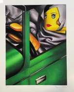 Stefano Bolcato, Autoritratto sulla Bugatti - Tamara De Lempicka, grafica Fine Art, 30x37 cm
