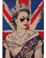 Mr. Brainwash, Queen of Hearts, serigrafia su carta invecchiata tagliata ad acqua, 76,5x56,5 cm, 2022