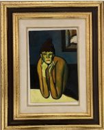 German Existentialist School, Woman, Oil on wood, 18x27,5 cm (40x50 cm with frame)