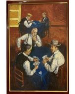 French school, Card players, oil on wood, 22x34 cm (25x36 with frame)