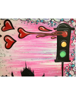 La Pupazza, Heart traffic light, acrylic and spray on board, 80x60 cm