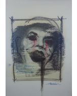 Enrico Pambianchi, Joker, disegno e collage su carta, 25x36 cm, 2016