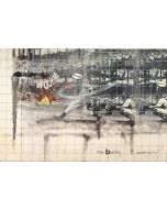 Enrico Pambianchi, The Bubba, collage, olio, resine, acrilico, matite e gessetti su tela, 30x20 cm