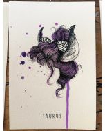 Sara Paglia, Toro, inchiostro e acquarello su carta, 15,5x23 cm 