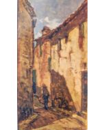 Giuseppe Comparini, Alley, oil on canvas, 24x49 cm, 1964