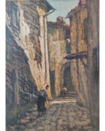 Giuseppe Comparini, Old village alley, oil on canvas, 37x50 cm, 1968