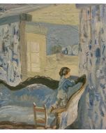 Scuola Francese, Sguardo dalla finestra, olio su tavola, 20,5x18 cm