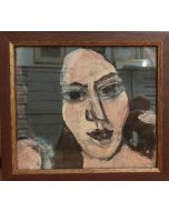 Cubist School, Portrait of a Woman, tempera on paper, 21x23.5 cm (with frame)